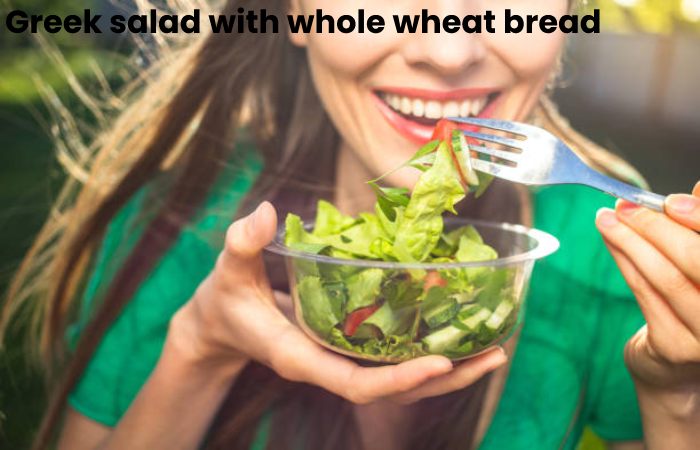 Greek salad with whole wheat bread