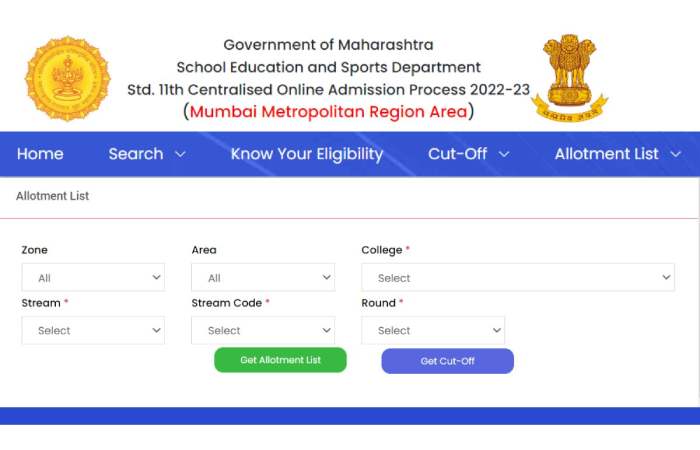 FYJC 1st Merit List 2022 Maharashtra