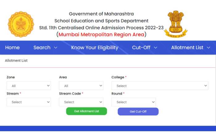 FYJC 1st Merit List 2022 Maharashtra